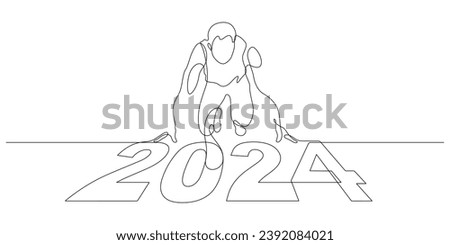 new year 2024 start up and begin, goals and plans for new year in continuous line drawing vector illustration