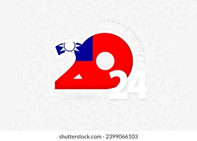New Year 2024 for Taiwan on snowflake background. Greeting Taiwan with new 2024 year.