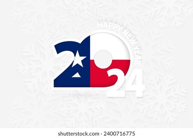 New Year 2024 for Texas on snowflake background. Greeting Texas with new 2024 year.