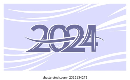Diseño de texto de Año Nuevo 2024. Plantilla de logotipo de diseño número 2024 para calendario. Ilustración del vector