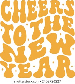 Diseño de texto de Año Nuevo 2024 para camisetas y prendas de vestir con fondo aislado transparente y blanco para camisa, capucha, sudadera, tarjeta, etiqueta, taza, icono, logotipo o placa