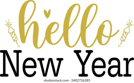 New Year 2024 text design for T-shirts and apparel on plain white transparent isolated background for shirt, hoodie, sweatshirt, card, tag, mug, icon, logo or badge