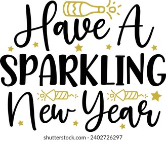 New Year 2024 text design for T-shirts and apparel on plain white transparent isolated background for shirt, hoodie, sweatshirt, card, tag, mug, icon, logo or badge