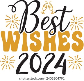 New Year 2024 text design for T-shirts and apparel on plain white transparent isolated background for shirt, hoodie, sweatshirt, card, tag, mug, icon, logo or badge