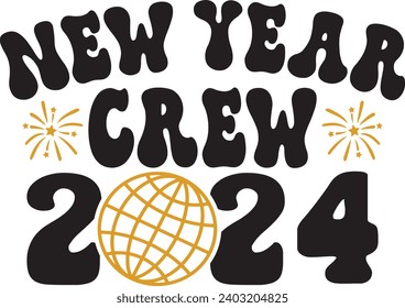 New Year 2024 text design for T-shirts and apparel on plain white transparent isolated background for shirt, hoodie, sweatshirt, card, tag, mug, icon, logo or badge