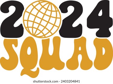 New Year 2024 text design for T-shirts and apparel on plain white transparent isolated background for shirt, hoodie, sweatshirt, card, tag, mug, icon, logo or badge