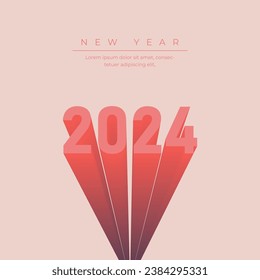 New year 2024 text typography design element