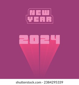 Nuevo año 2024 elemento de diseño de tipografía de texto