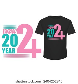 new year 2024 text typography t shirt design