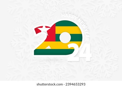 New Year 2024 for Togo on snowflake background. Greeting Togo with new 2024 year.