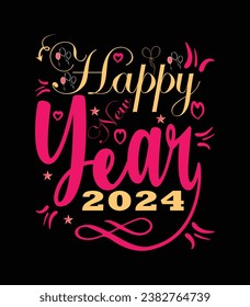 New Year 2024 T-shirt, Poster, Template, Vector Design svg