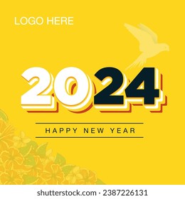 New year 2024 typography logo design. Happy new year 2024 logo design