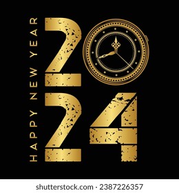 New year 2024 typography logo design. Happy new year 2024 logo design
