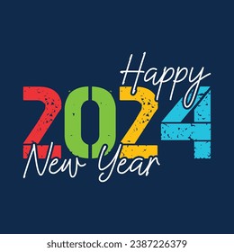 New year 2024 typography logo design. Happy new year 2024 logo design