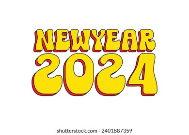 New Year 2024 vector art design red and yellow color design