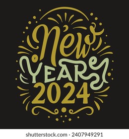 New year 2024 vector design for t-shirt design