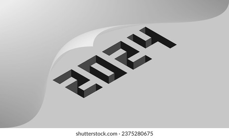 new year 2024 vector gray and black
