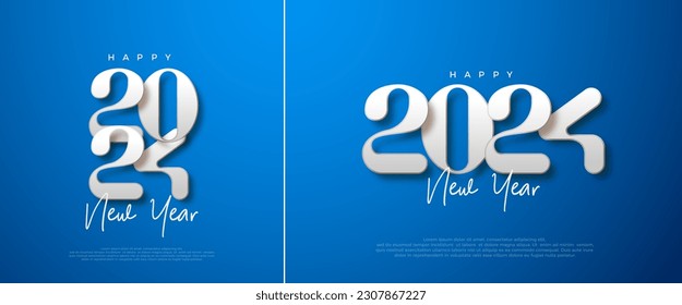 New Year 2024 Vector. With white numbers in a soft red background. Premium vectors for greetings, celebrations and welcome the new year 2024.