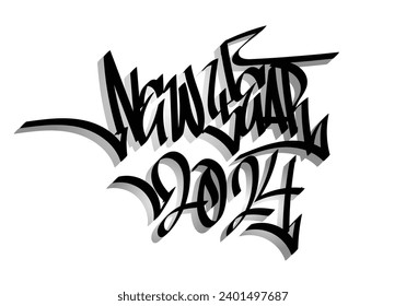 NEW YEAR 2024 word graffiti tag style