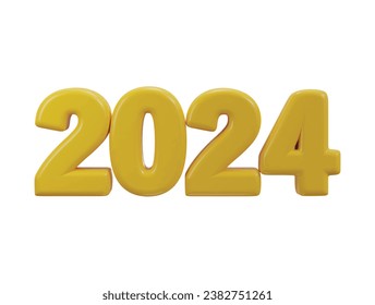 New year 2024 yellow text effect 3d render