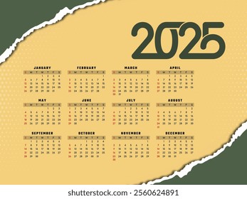 New year 2025 annual calendar elegant background vector