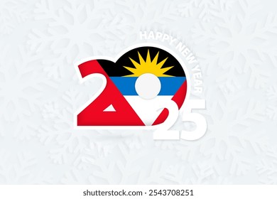 New Year 2025 for Antigua and Barbuda on snowflake background. Greeting Antigua and Barbuda with new 2025 year.