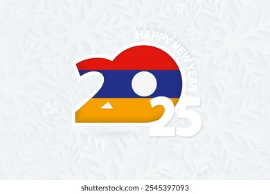 New Year 2025 for Armenia on snowflake background. Greeting Armenia with new 2025 year.