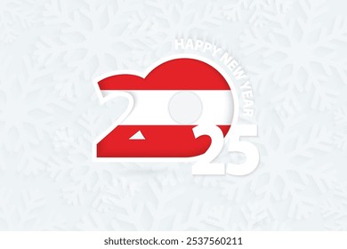 New Year 2025 for Austria on snowflake background. Greeting Austria with new 2025 year.