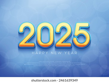 New Year 2025 background with transparent bubbles. Modern vector design. Vector premium design for branding, banners, covers and greeting cards.