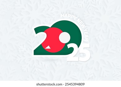New Year 2025 for Bangladesh on snowflake background. Greeting Bangladesh with new 2025 year.