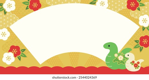 New Year 2025 Banner Snake Snake Background Illustration ( Vector Modern Banner Frame Card Japanese Modern Sale Ratio 1:2)