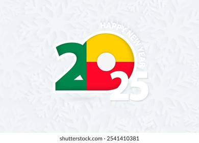 New Year 2025 for Benin on snowflake background. Greeting Benin with new 2025 year.