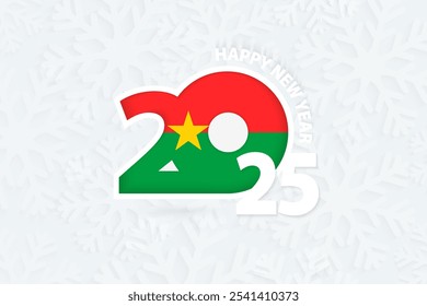 New Year 2025 for Burkina Faso on snowflake background. Greeting Burkina Faso with new 2025 year.