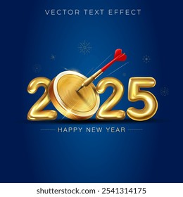 New year 2025 Business target logo concept with golden coin and hitting dart.