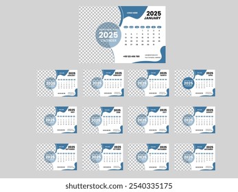 New Year 2025 Calendar design template