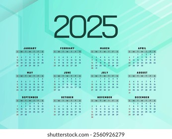 New year 2025 calendar modern geometric design vector