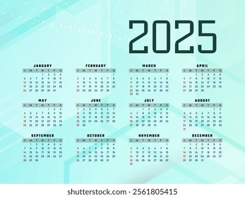 New year 2025 calendar modern geometric design vector
