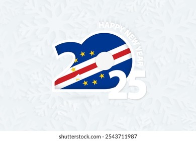 New Year 2025 for Cape Verde on snowflake background. Greeting Cape Verde with new 2025 year.