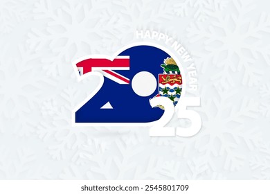 New Year 2025 for Cayman Islands on snowflake background. Greeting Cayman Islands with new 2025 year.