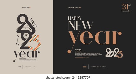 New Year 2025 celebration poster with different numbers and vintage colors makes the celebration even more memorable. Design for 2025 calendar, poster and greeting card.