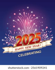 New Year 2025 celebration. Vector illustration.
