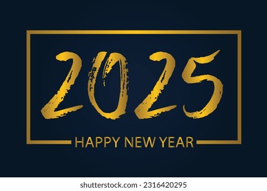 New year 2025 celebrations. gold text isolated on black background.