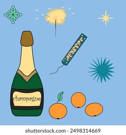 Nuevo año 2025 con Ilustración vectorial de champán