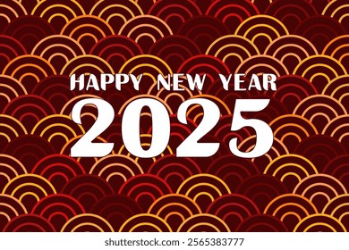 ็Happy New Year 2025 with chinese style background geometry texture traditional.