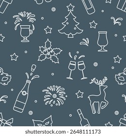 New year 2025 Christmas vector seamless pattern