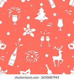 New year 2025 Christmas vector seamless pattern