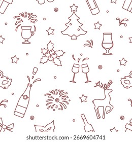 Nuevo año 2025 Navidades Vector sin patrón