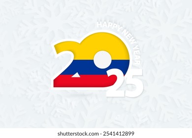New Year 2025 for Colombia on snowflake background. Greeting Colombia with new 2025 year.