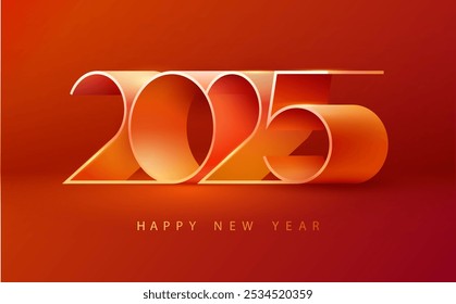 New year 2025. Colored 3D numbering design. Festive greeting card template.