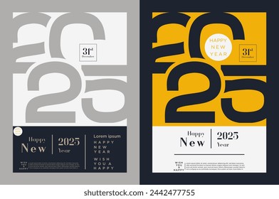 New Year 2025 concept. Paper cut numbers design poster art. Design for a calendar, social media post. posters and book covers.